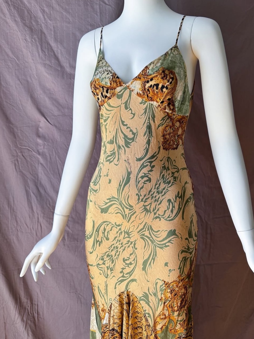 Roberto Cavalli Vintage Rare A/W 2005 Baroque Animal Print Silk Midi Dress Gown - Picture 4 of 16
